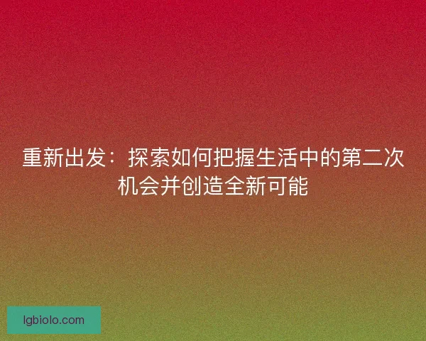 重新出发：探索如何把握生活中的第二次机会并创造全新可能